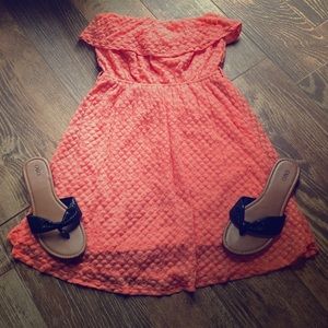 Wet Seal Orange Strapless Dress Small